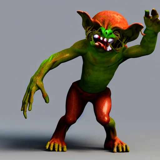 Image similar to goblin being tossed like a football, 3d render