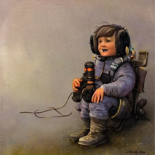 Image similar to ((((((((((boy in a retro space suit)))))))))) . muted colors. by Jean-Baptiste Monge !!!!!!!!!!!!!!!!!!!!!!!!!!!!!!!!!!!!!!!!