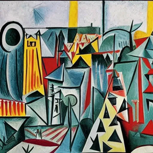 Prompt: the city of Nykarleby as painted by Pablo Picasso