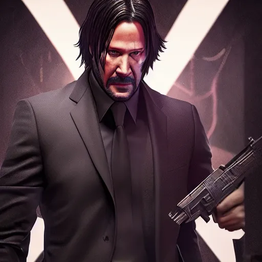 Image similar to John wick as a muscled Ninja, photorealistic, octane render,