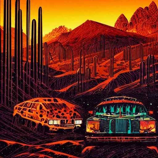 Image similar to mysterious desert at night, by dan mumford and sandra chevrier, 4 k