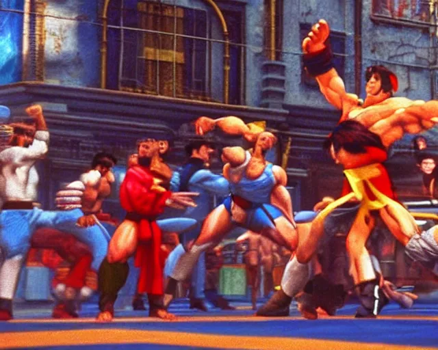 Image similar to a still of a photo real life Ken's stage in the movie Street Fighter: The Movie (1994), HDR, high quality, 8k, highly detailed and intricate,