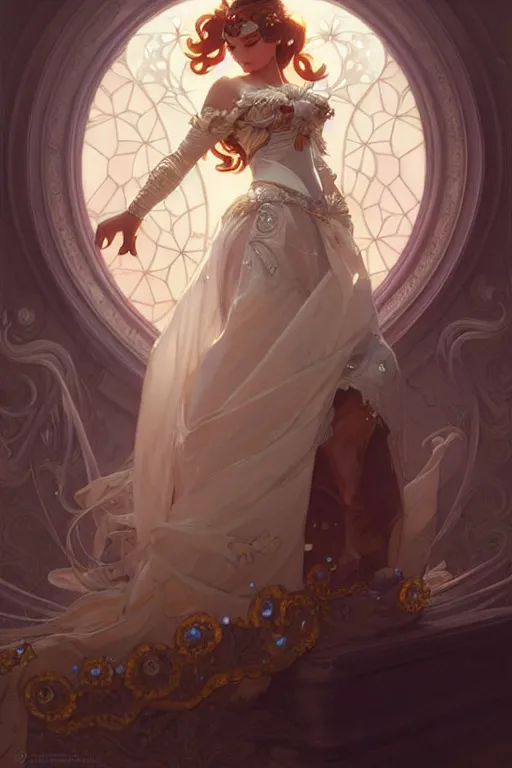 Prompt: Princess Daisy, fantasy, intricate, elegant, highly detailed, digital painting, artstation, concept art, matte, sharp focus, illustration, art by Artgerm and Greg Rutkowski and Alphonse Mucha