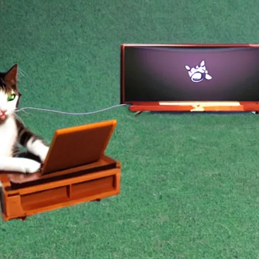 Image similar to cat playing osu! realistic