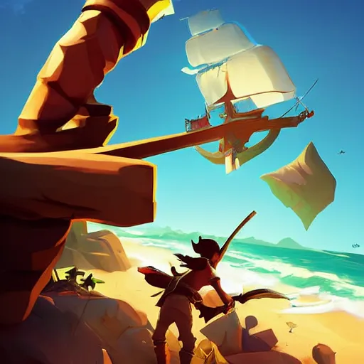 Image similar to painting treasure on sea of thieves game smooth median photoshop filter cutout vector, behance hd by jesper ejsing, by rhads, makoto shinkai and lois van baarle, ilya kuvshinov, rossdraws global illumination