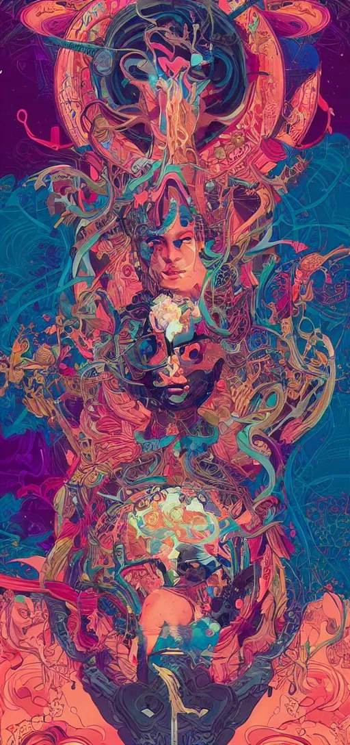 Image similar to tristan eaton, victo ngai, peter mohrbacher, artgerm portrait of a global consciousness. psychedelic. neon colors