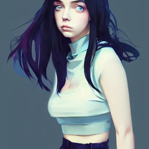 Image similar to a beautiful billie eilish christina hendricks alluring instagram model in crop top, by guweiz and wlop and ilya kuvshinov and artgerm and makoto shinkai and studio ghibli, symmetrical eyes, aesthetic, gorgeous, stunning, alluring, attractive, artstation, deviantart, pinterest, digital art