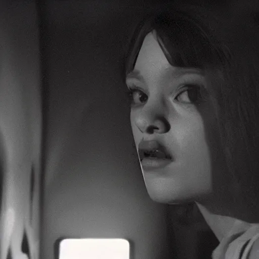 Image similar to movie still of the alien girl, cinematic composition, cinematic light, by david lynch