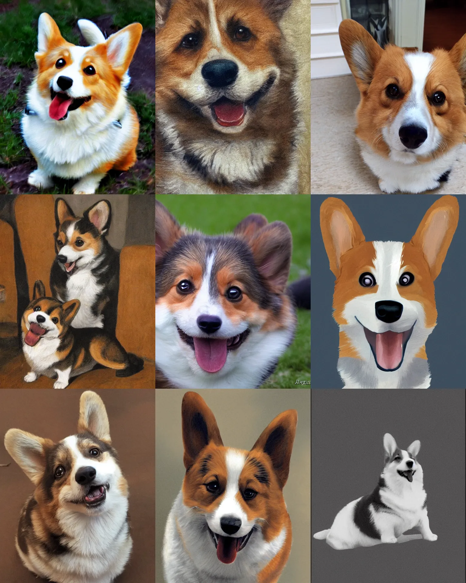 Prompt: A happy corgi by Joseph Crawhall