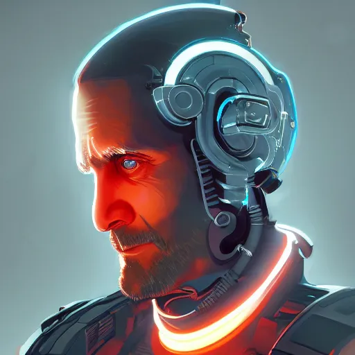 Image similar to Portrait of a cyborg Steve Carell, mattepainting concept Blizzard pixar maya engine on stylized background splash comics global illumination lighting artstation lois van baarle, ilya kuvshinov, rossdraws