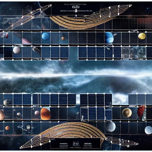 Image similar to a solar system layout like a chessboard, highly detailed digital art but as photography, marvel cinematic, 4 k, studio lighting, wide angle shot, panoramic