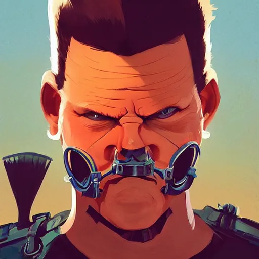 Image similar to face icon stylized minimalist mad max 2 : the road warrior, loftis, cory behance hd by jesper ejsing, by rhads, makoto shinkai and lois van baarle, ilya kuvshinov, rossdraws global illumination