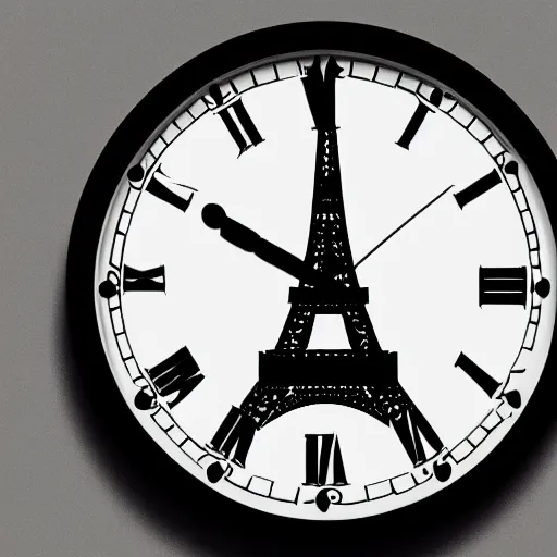 Image similar to a clock with eiffel tower as hours hands