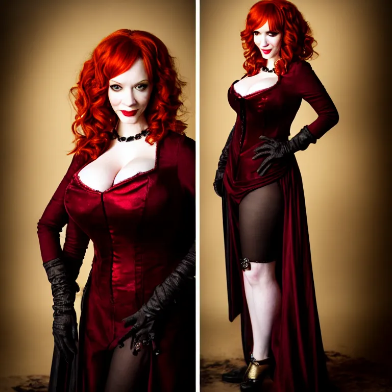 Image similar to full body photograph of christina hendricks as a vampire queen, extremely detailed. dslr. 8 5 mm.