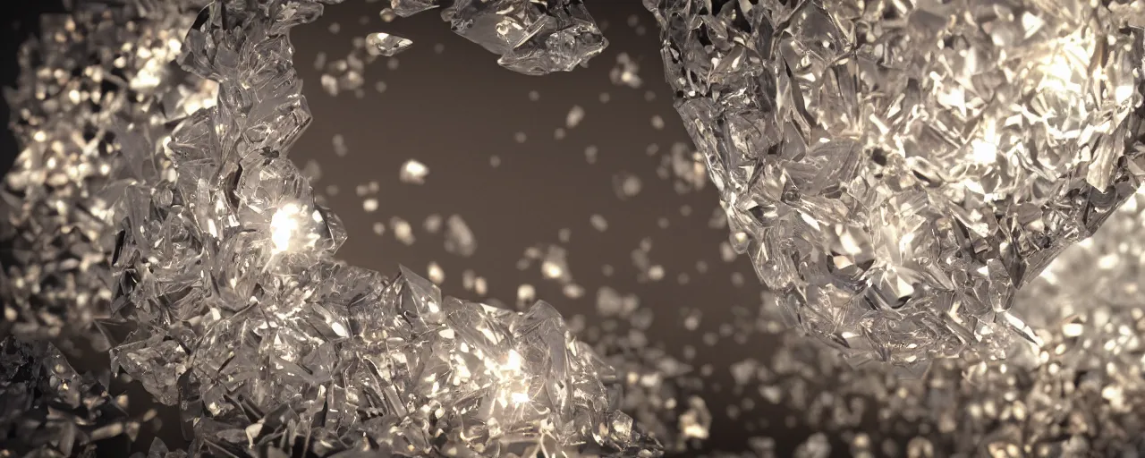 Prompt: Beautifully lit crystal Starling with Platinum details wrapped around it. Dark. Spotlight. Photograph. 3D Render. Octane Render. Cinema 4D. Blender. Cycles. Global Illumination. Ambient Occlusion, Sharp Details. Refracting light. f/1.8