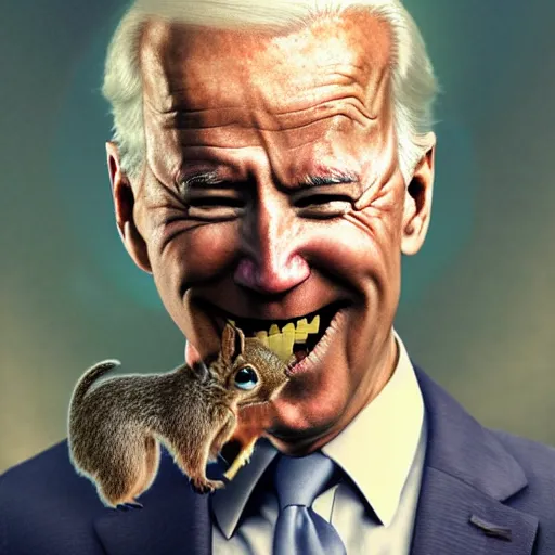 Prompt: hyperrealistic mixed media image of Joe Biden eating a live squirrel, stunning 3d render inspired art by István Sándorfi and Greg Rutkowski, perfect facial symmetry, realistic, highly detailed attributes and atmosphere, dim volumetric cinematic lighting, 8k octane extremely hyper-detailed render, post-processing, masterpiece,
