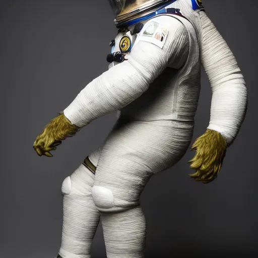 Image similar to studio photo still 8 2 9 4 of a full body gorilla in a space suit, 8 k, studio lighting, key light from right side