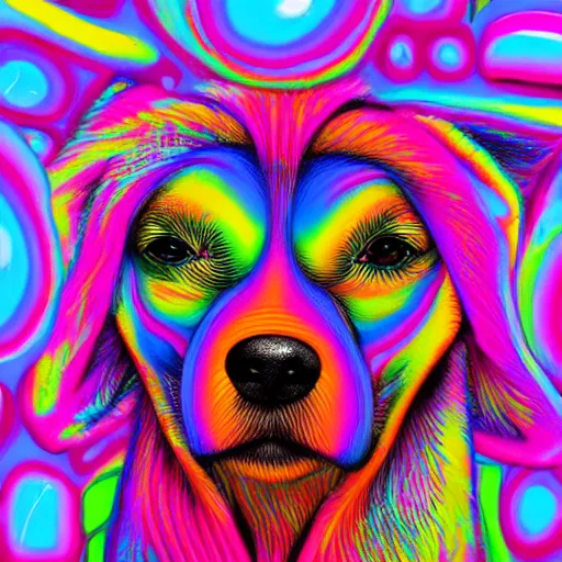 Prompt: A dog, trippy art, trending on ArtstationHQ