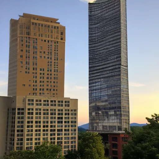 Image similar to super tall hotel above the asheville, nc skyline