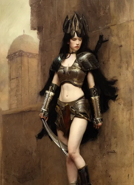 Prompt: stoya wearing black medieval armour detailed, by gaston bussiere, bayard wu, greg rutkowski, giger, maxim verehin, greg rutkowski, masterpiece, sharp focus, cinematic lightning