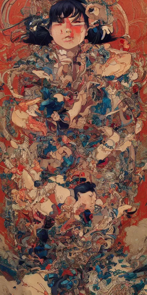 Image similar to orientalism painting by james jean and katsuhiro otomo and erik jones, inspired by akira anime, smooth texture, intricate oil painting, high detail illustration, sharp high detail, long exposure city pop