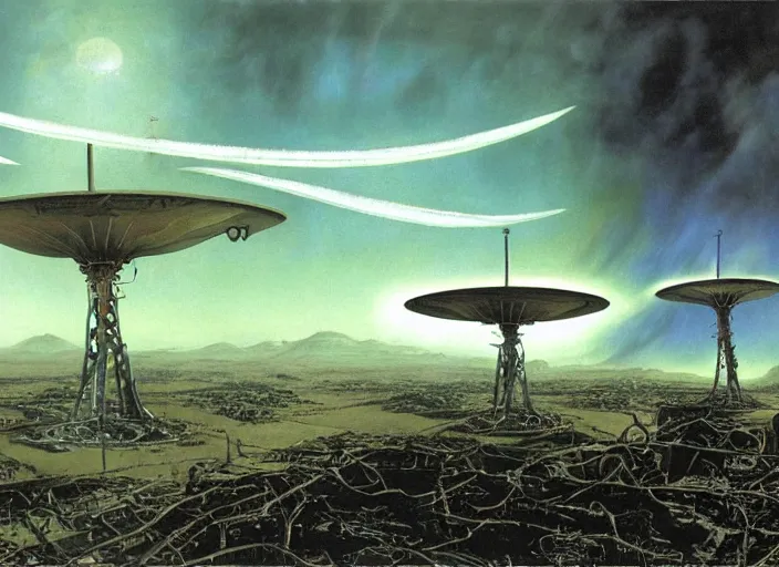 Prompt: the war of the worlds, matte painting, peter elson