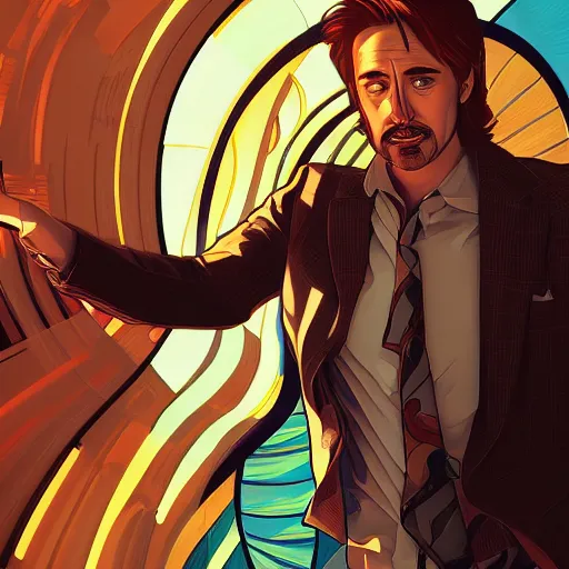 Prompt: Owen Wilson as Tony Stark, ambient lighting, 4k, alphonse mucha, lois van baarle, ilya kuvshinov, rossdraws, artstation