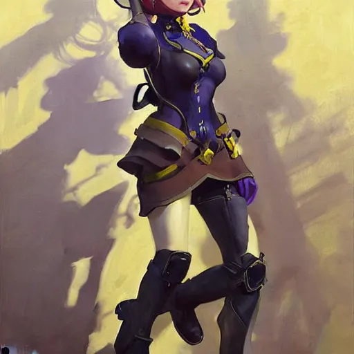 Image similar to greg manchess portrait painting of violet evergarden as overwatch character, totally whack, medium shot, asymmetrical, profile picture, organic painting, sunny day, matte painting, bold shapes, hard edges, street art, trending on artstation, by huang guangjian and gil elvgren and sachin teng