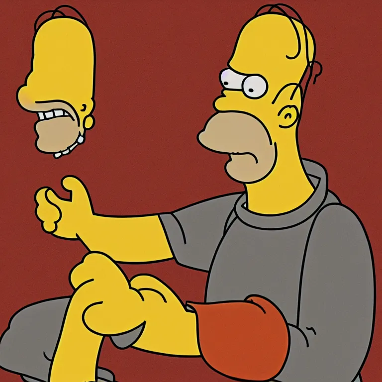 Image similar to portrait of homer simpson in renaissance pose, cartoon style