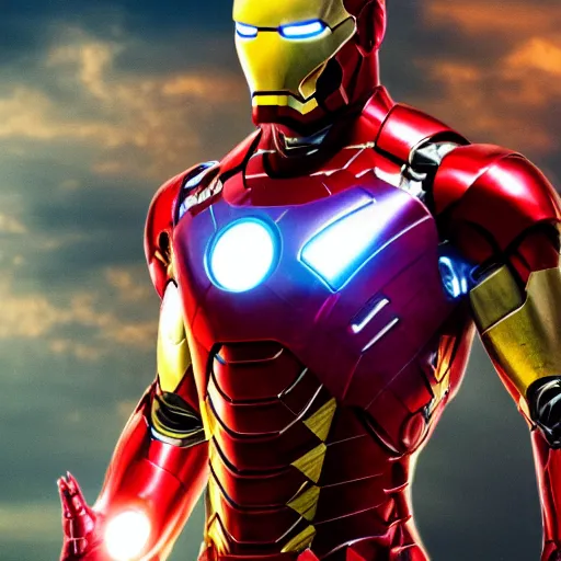 Image similar to chris Evans as iron man, cinematic, photorealistic, film grain, 4k, movie poster, 8k