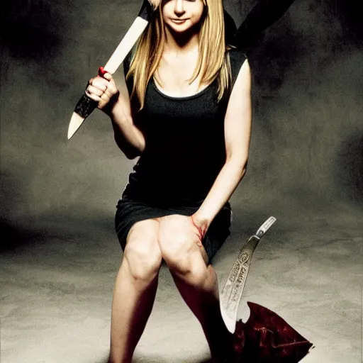 Prompt: sarah michelle gellar, buffy the vampire slayer, holding a stake, in the style of jo chen