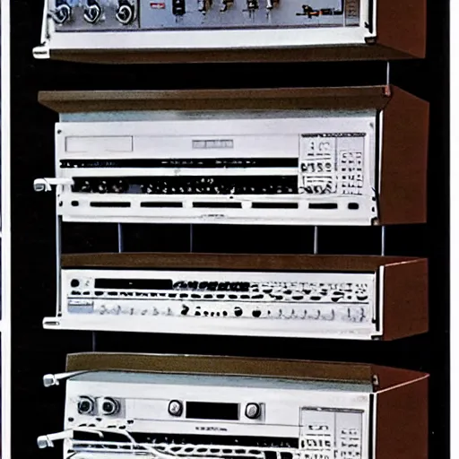 Prompt: 80's stereo rack system poster H 700