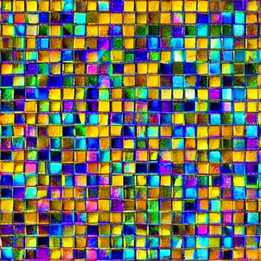 Prompt: Mosaic of iridescent colors | Patches of Iridescent Squares | 4k HDR