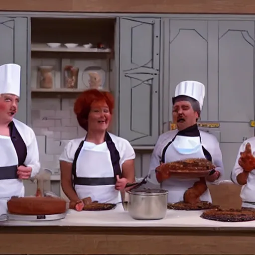 Prompt: Klingons cooking in a baking competition, still from The Great British Baking Show