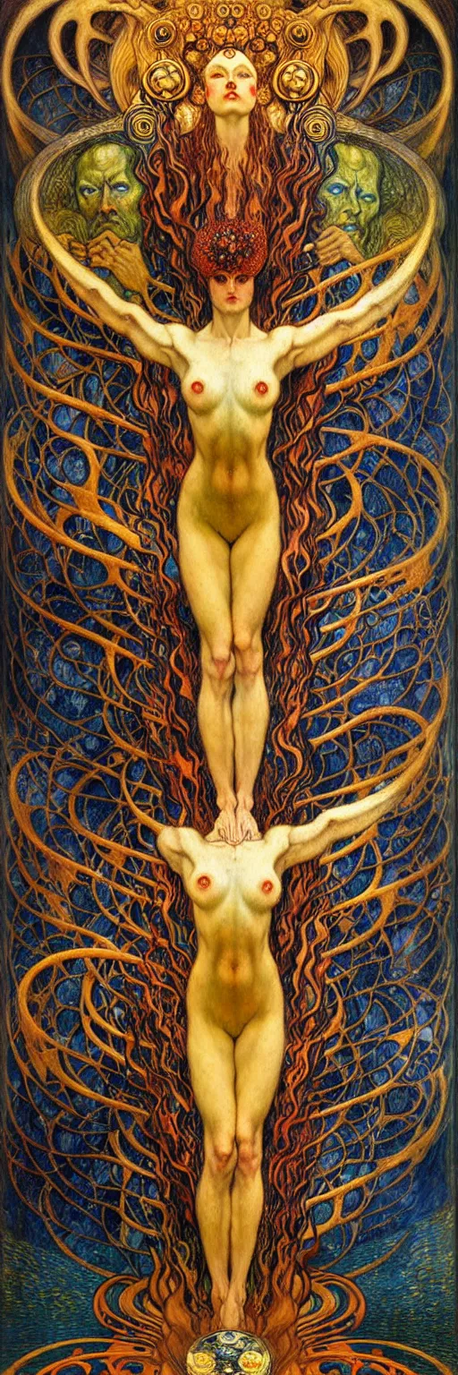 Image similar to Divine Chaos Engine by Karol Bak, Jean Delville, William Blake, Gustav Klimt, and Vincent Van Gogh, symbolist, visionary