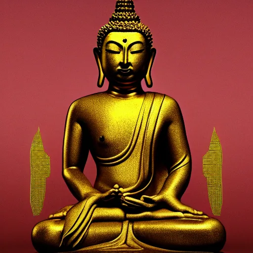 Image similar to highly detailed full body picture of golden Buddha statue, concept art, digital art, studio lightning, bright colors, intricate, masterpiece, photorealistic, hiperrealistic, sharp focus, high contrast, intricate, Artstation HQ, DeviantArt trending, 4k UHD, Unreal Engine 5, Octane render