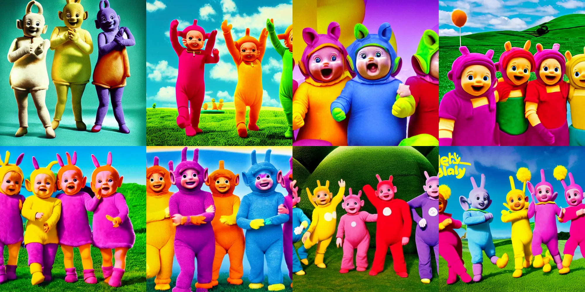 Prompt: photorealisitc teletubbies