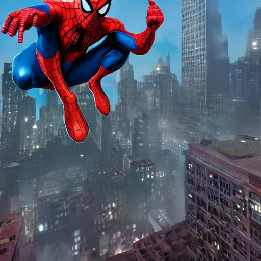 Image similar to spider - man sit on top of big raccoon and eating donuts, action scene, concept art, trending on artstation, highly detailed, intricate, sharp focus, digital art, 8 k