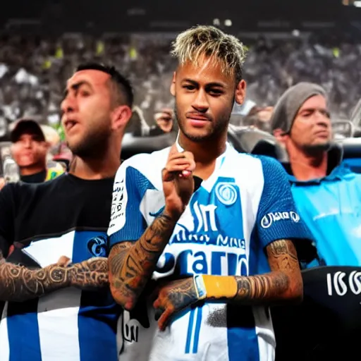 Image similar to Neymar supporting Olympique de Marseille with their ultras