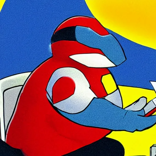 Image similar to Doctor Robotnik tried for tax evasion, court drawing, drawn by a toddler