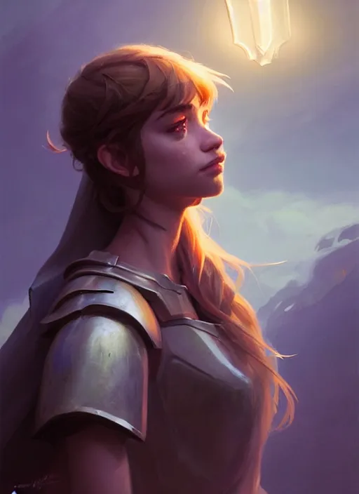Prompt: side profile painting portrait, beautiful imogen poots as cleric paladin, luminescent, octane render aesthetic, matte painting concept art, extremely emotional, cinematic moody colors, realistic shaded lighting poster by jesper ejsing, rhads, makoto shinkai, lois van baarle, ilya kuvshinov, rossdraws