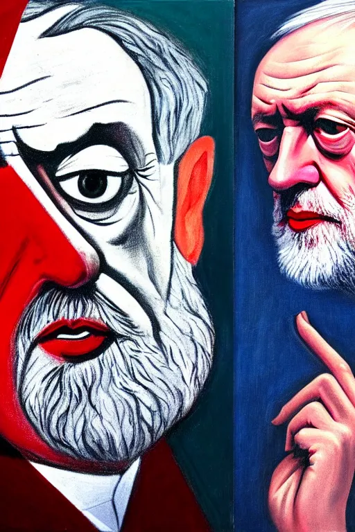 Prompt: jeremy corbyn, portrait, painting, francis bacon