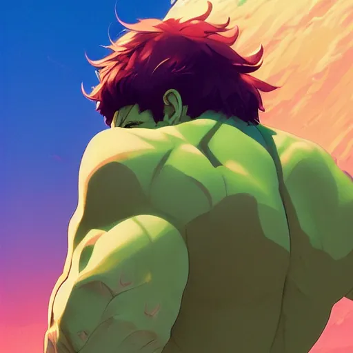 Prompt: ⁠portrait of The Incredible Hulk, New Mexican desert background, rich vivid colors, ambient lighting, dynamic lighting, 4k, HQ, official media, anime key visual, makoto shinkai, ilya kuvshinov, lois van baarle, rossdraws, detailed, trending on artstation