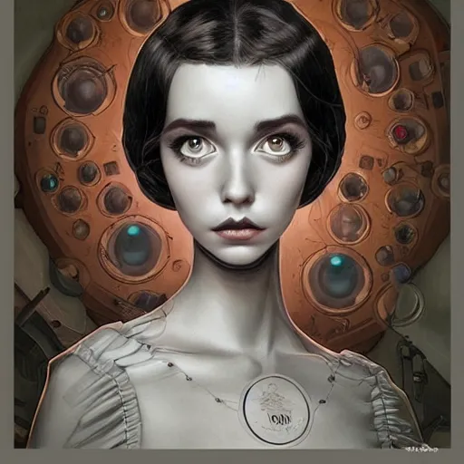 Image similar to Lofi portrait in laboratory, Pixar style by Joe Fenton and Stanley Artgerm and Tom Bagshaw and Tim Burton