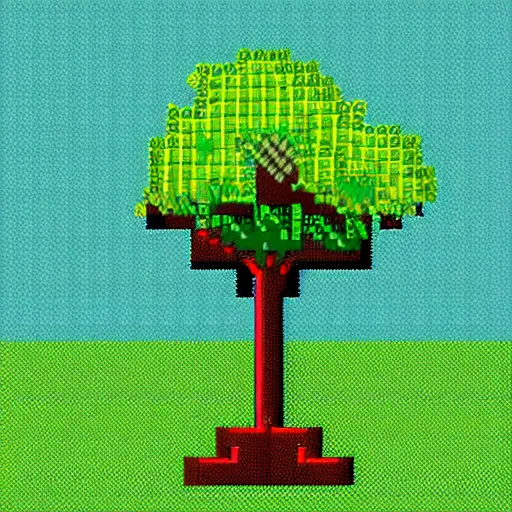 Prompt: single tree on a hill, 1 6 - bit, 1 6 bit, snes, pixel art