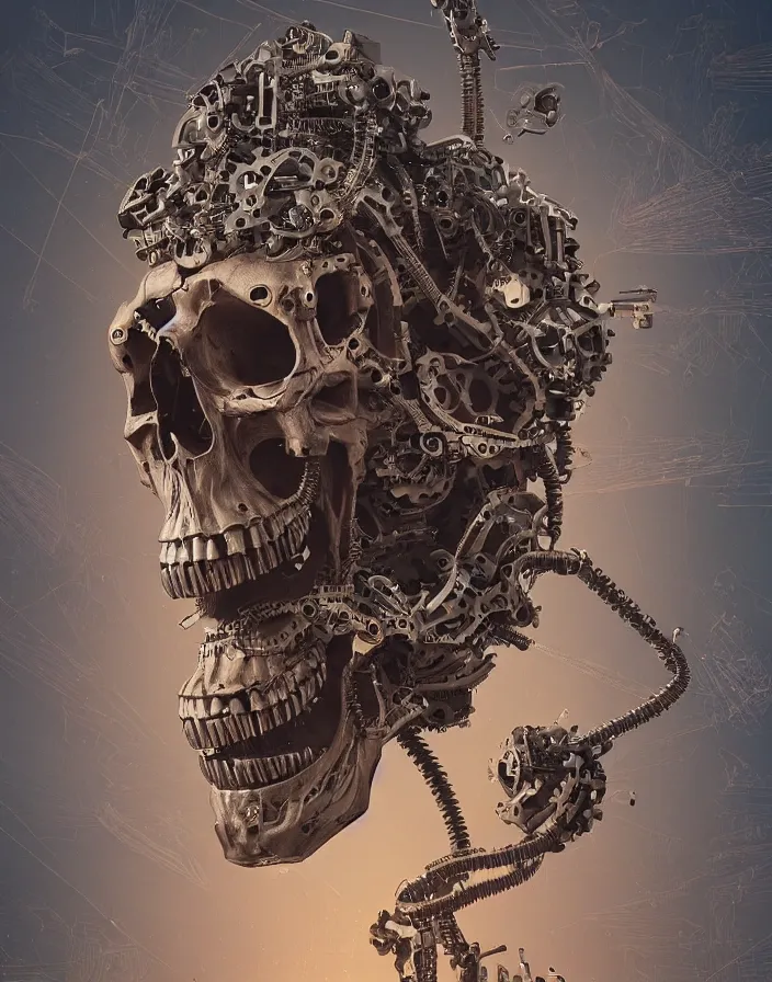 Image similar to mechanical skull, intricate abstract. sharp teeth. delicate artwork. by Tooth Wu, wlop, beeple, dan mumford. octane render, trending on artstation, greg rutkowski very coherent symmetrical artwork. cinematic, hyper realism, high detail, octane render, 8k, depth of field, bokeh. chrome accents.