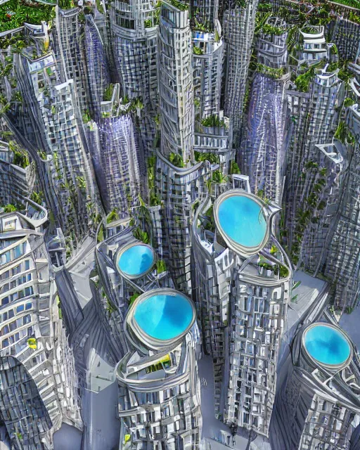 Image similar to a beautiful 3d renderings of buildings, architecture by Vincent Callebaut architecture. 14mm, cinematic , high resolution 4k, cg architects, vray