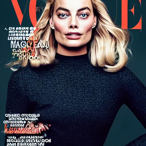 Image similar to a portrait of margot robbie, vogue cover, highly detailed