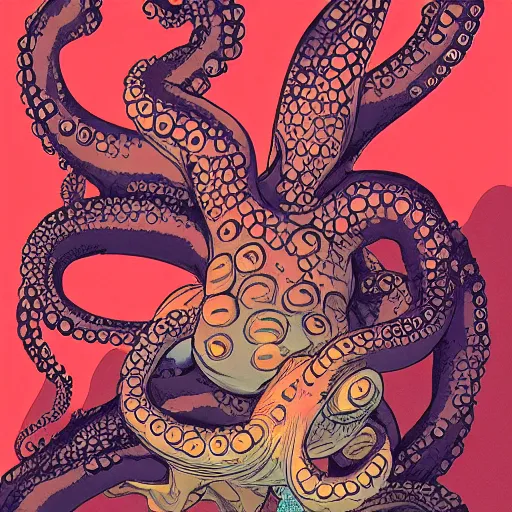 Image similar to a baby octopus by feng zhu and loish and laurie greasley, victo ngai, andreas rocha, john harris