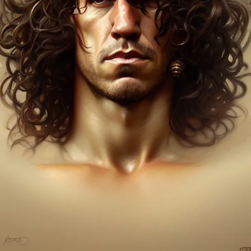 Image similar to Carles Puyol, closeup, D&D, fantasy, intricate, elegant, highly detailed, digital painting, artstation, concept art, matte, sharp focus, illustration, art by Artgerm and Greg Rutkowski and Alphonse Mucha